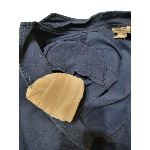 VINTAGE Retro 80s Maria Koutsikou Oversized Jacket Blue Floral Jacquard Sz M H3 - Picture 9 of 10